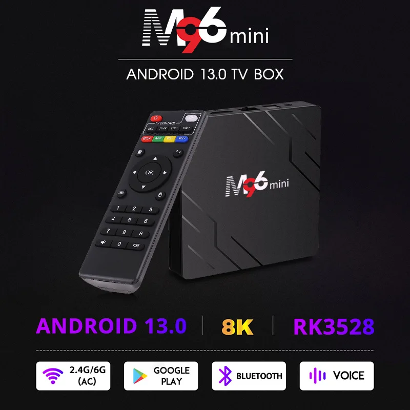 ТВ-приставка M96 Mini на базе Android 13 Rockchip RK3528 4 + 64 Гб поддержка 8K видео 4K 60fps Wifi6 BT5.0