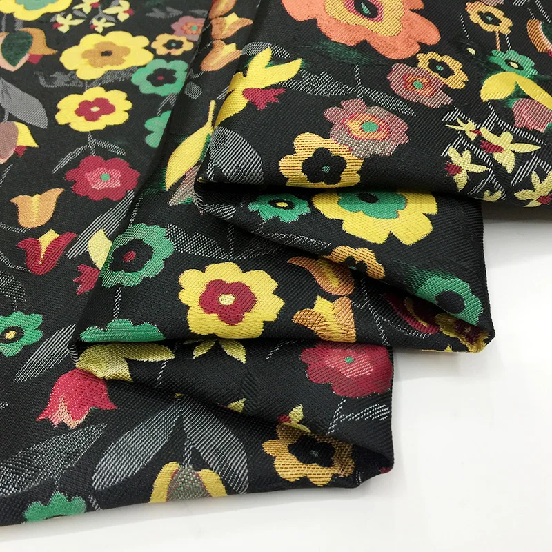 

Yarn Dyed Jacquard Fabric Spring Autumn Winter Small Floral Suit Coat Poncho Skirt Windbreaker Crisp Clothing Cloth by the Meter
