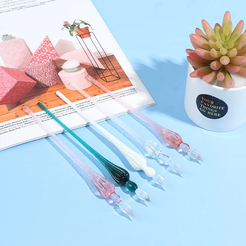

Crystal Glass Dip Pen Set Non-carbon Ink Fountain Signature Pen Writing Tools Soda Lime Glass Pen