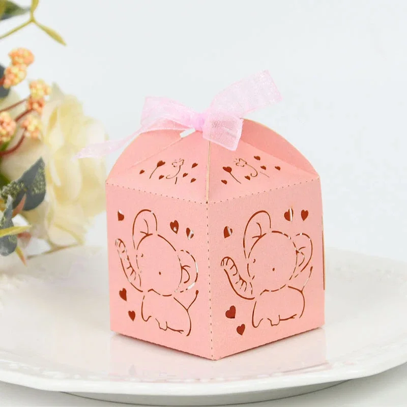 

20pcs Elephant Shaped Candy Box for Baby Shower Cute Gift Boxes for Children Birthday Party Favors Packaging Supplies Wholesale