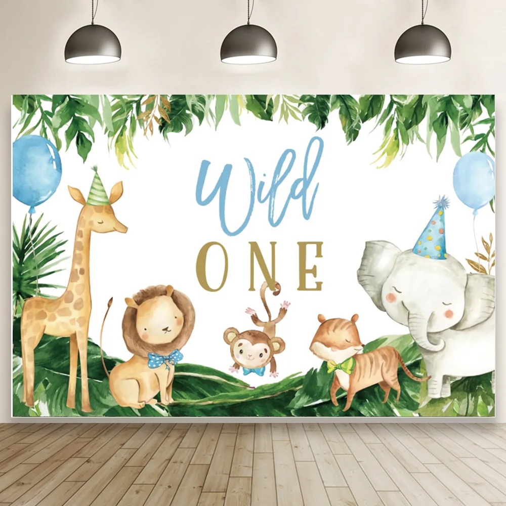 

Wild Animals Backdrop Jungle Lions Elephant Birthday Party Wild One Woodland Kids Boy One 1st Birthday Party Safari Babyshower