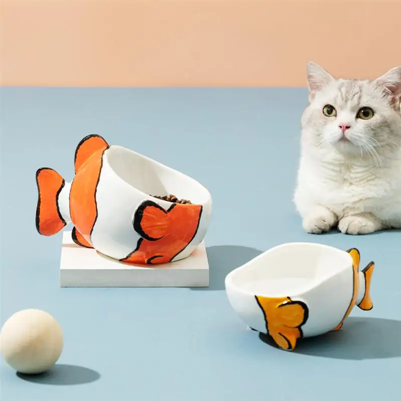 

Cat Dog Food Bowl Pet Water Bowl Ceramic Food Bowl Fish Design Pet Water Bowl