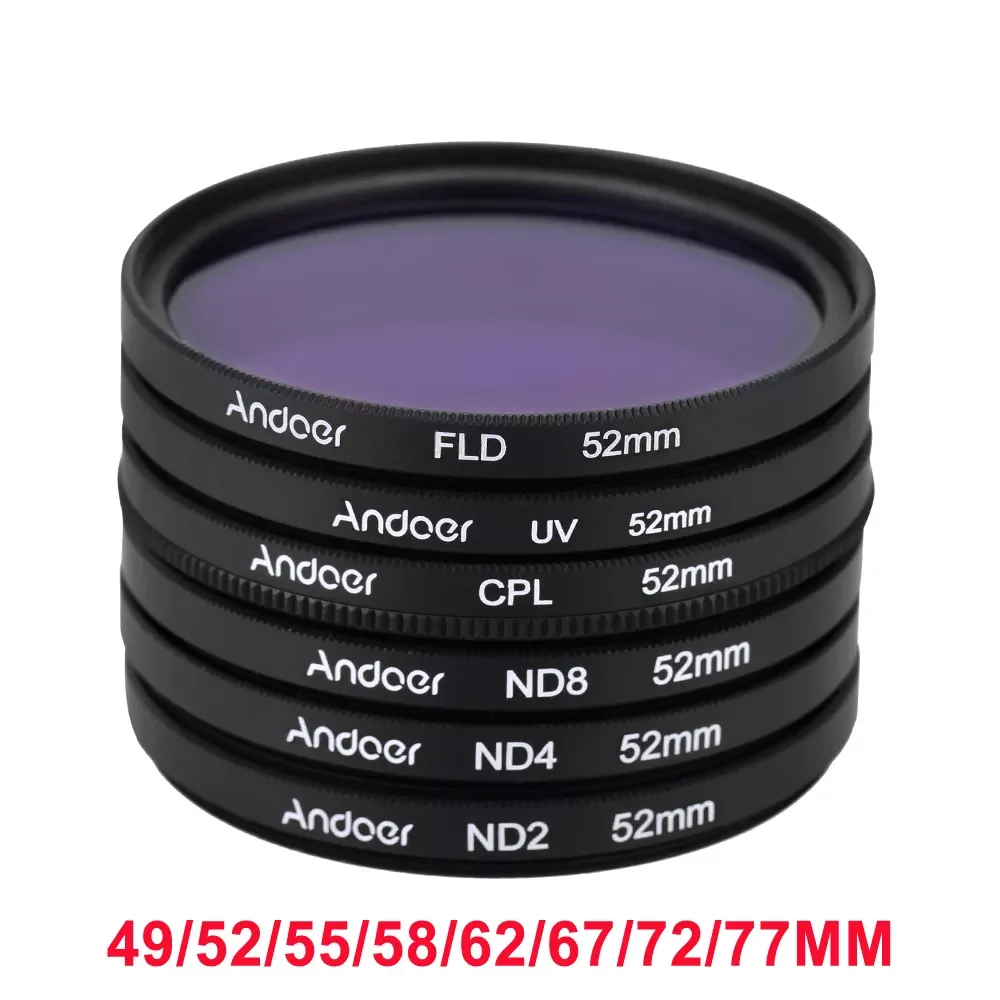 

Andoer UV+CPL+FLD+ND(ND2 ND4 ND8) Photography Filter Kit Set for Nikon Canon Sony Pentax DSLRs 52mm/49/55/58mm/62/67/72/77mm