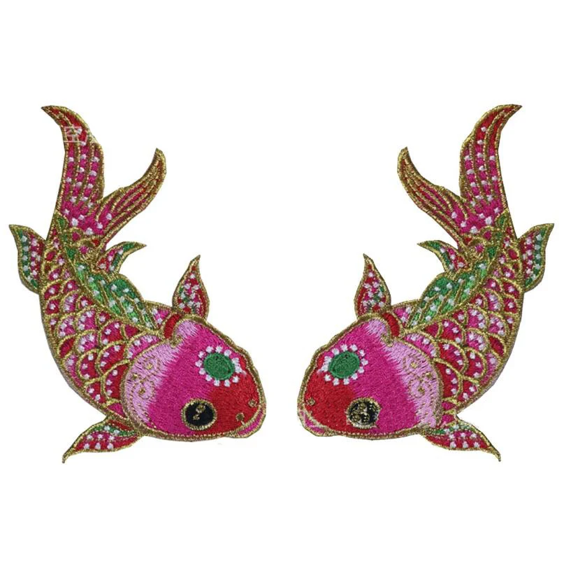 Нашивки в китайском этническом стиле с вышивкой виде животных и рыбок Для