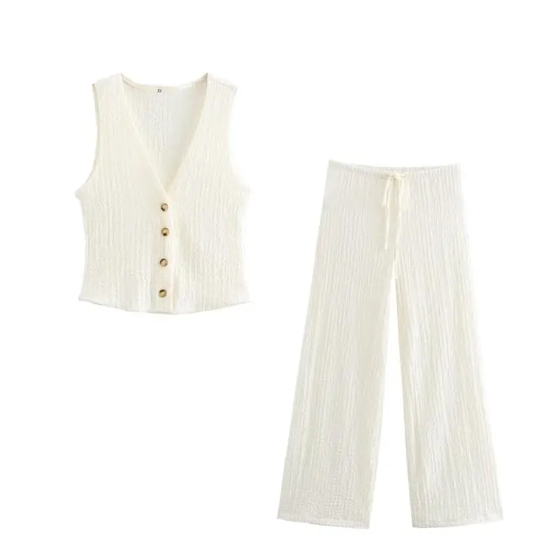 Элегантный женский костюм TRAF уличная одежда из двух предметов с V-образным