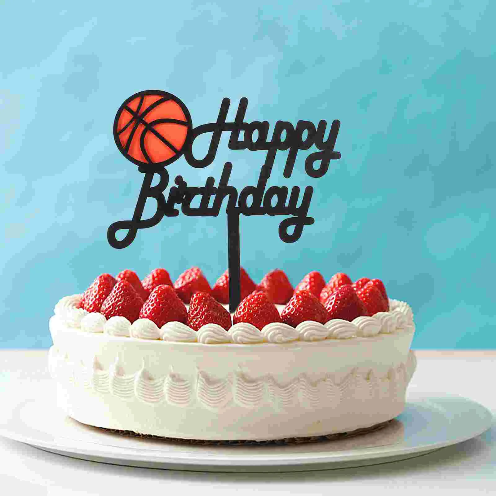 

Cake Insert Basketball Decorations Dessert Topper Birthday Party Supplies Cupcake Happy Cumpleaños Para
