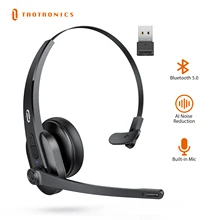 TaoTronics SoundLiberty 41 Ver5.0 Bluetooth Mic Headset Wireless AI Noise Cancelling Headphones with USB Dongle For Call Center