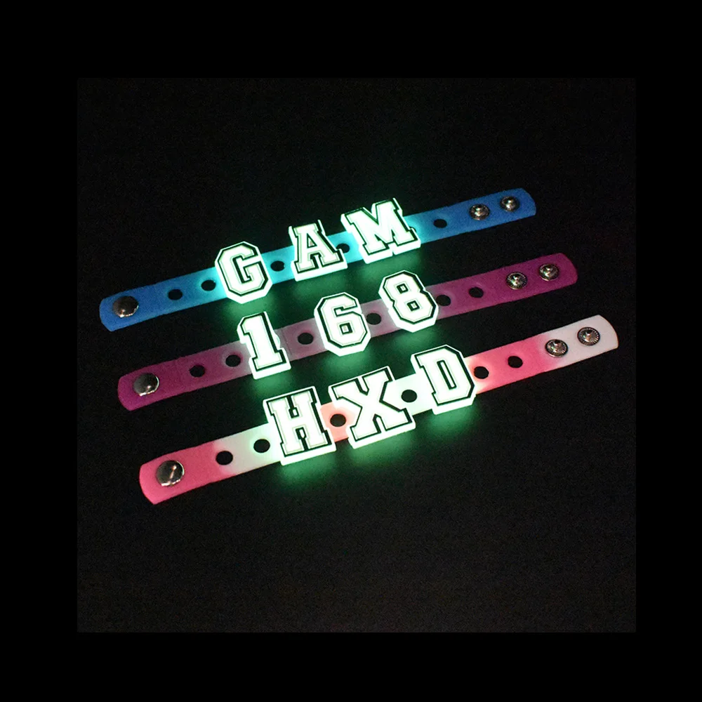1pcs Letter Pins Shoe Charms Decorations For Croc DIY Luminous Shoe Aceessories Fit Clogs Decorations kids X-mas Gifts Jibz