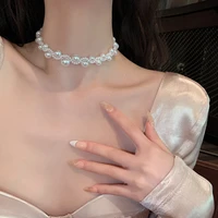 ajojewel elegant twist pearl choker necklace for women fashion costume jewelry match dress beauty gifts for girls