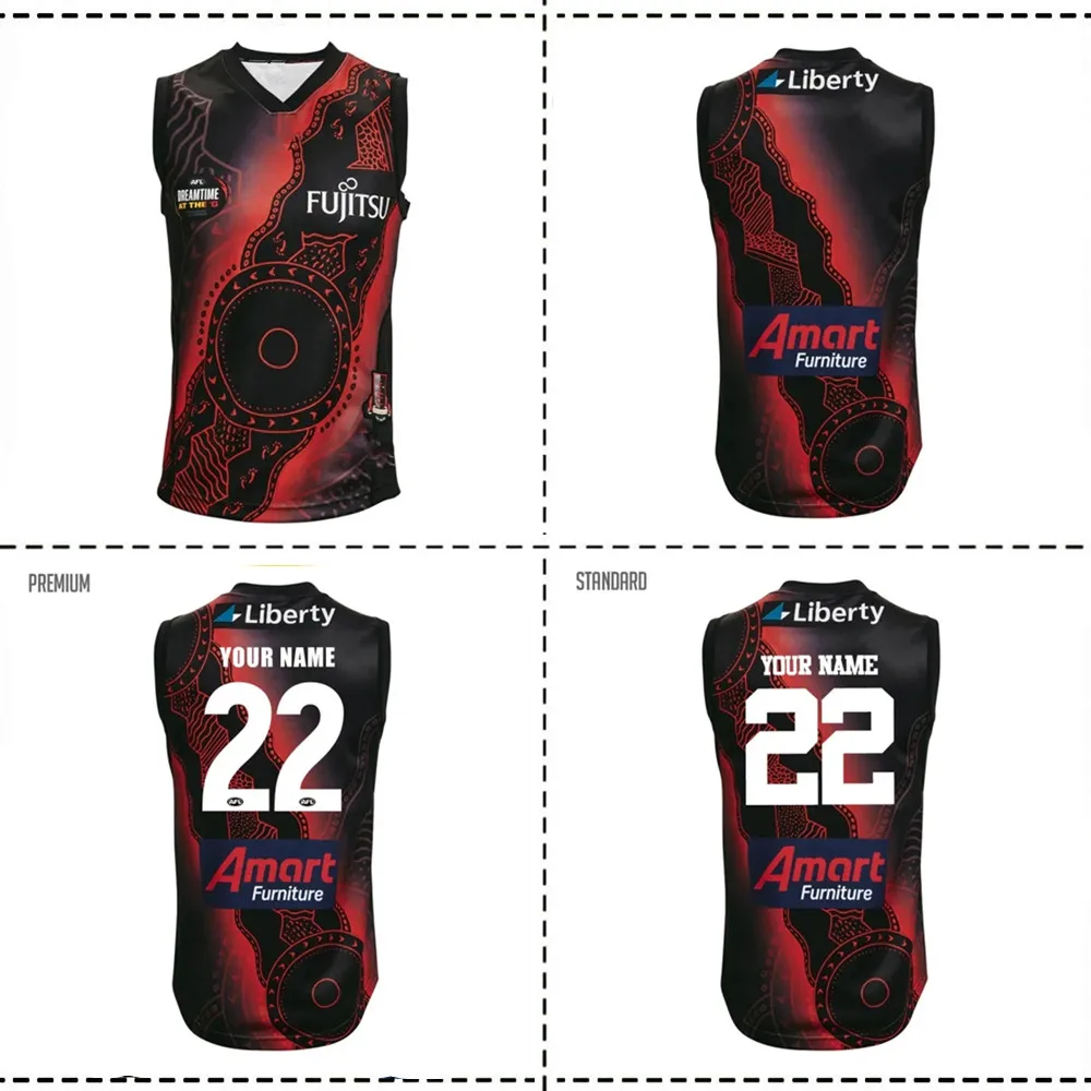 

2022 ESSENDON BOMBERS AFL INDIGENOUS DREAMTIME GUERNSEY 2022/2023 Essendon Bombers Guernsey Home/Away Rugby Jersey size S--2XL