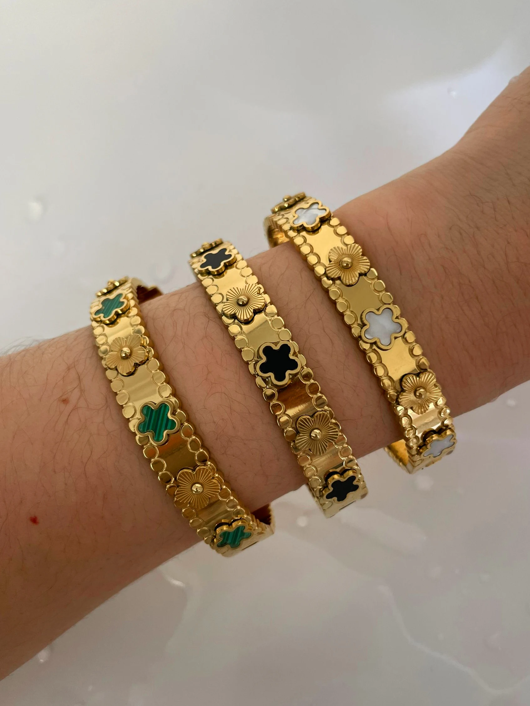 Фото Классический Браслет GHIDBK из нержавеющей стали с разноцветными цветами, женский браслет в стиле панк с защитой от потускнения, модные украшения для девушек №2