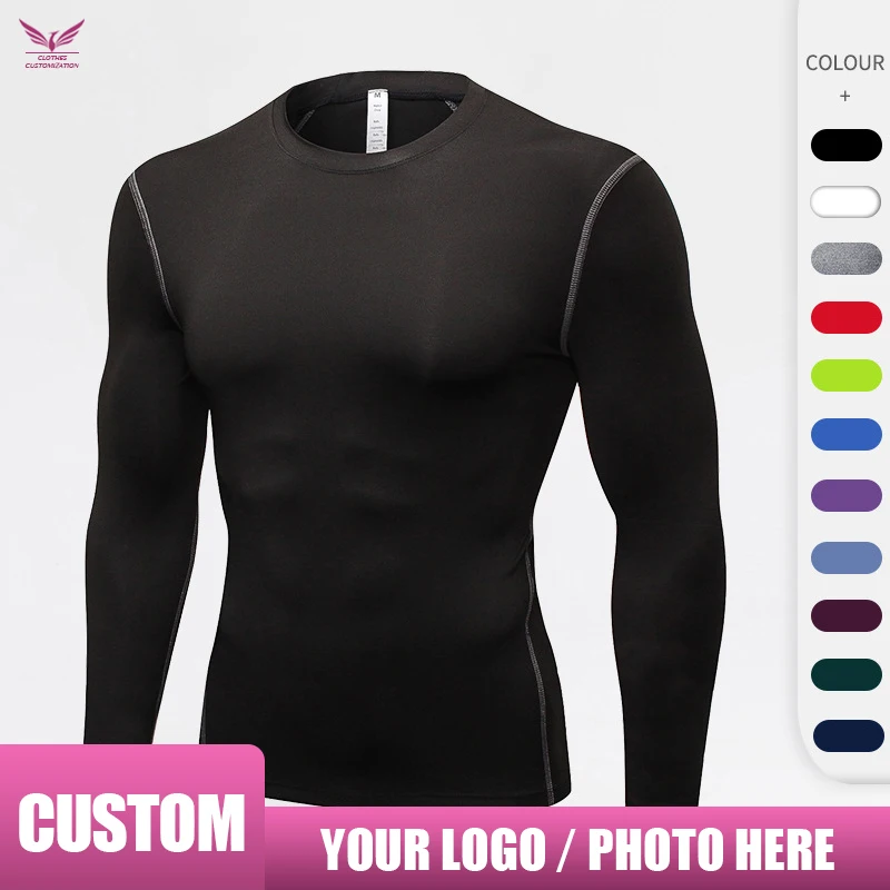 

Custom men Sport Shirt Long Sleeve Running T-shirts personality customization Gym Sportswear print logo Quick Dry Fitness Top