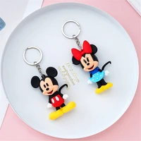 new mickey minnie keychain cute single stereo epoxy doll keyring fashion couple backpack ornament car keychain gift for children