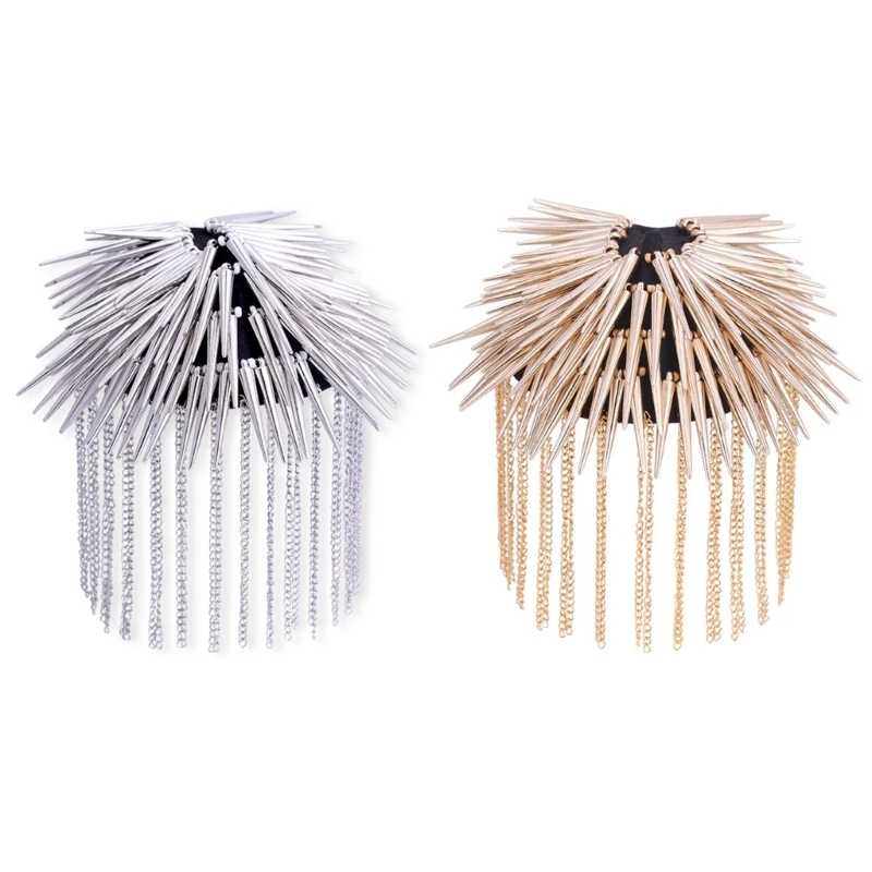 

Shoulder Epaulets Tassel Chain Metal Epaulettes Rivet Punk Fringe Epaulet