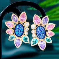 soramoore new original colorful petal cute earrings for women wedding holiday party occasion shiny luxury jewelry high quality