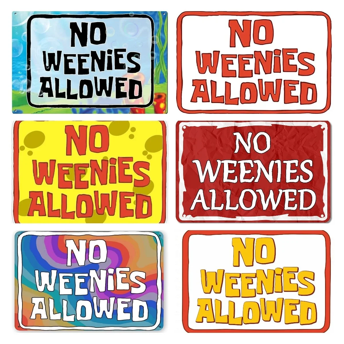 

Retro No Weenies Allowed Vintage Metal Tin Sign for Men Women Wall Decor for Bars Restaurants Cafes Pubs 12x8 Inch