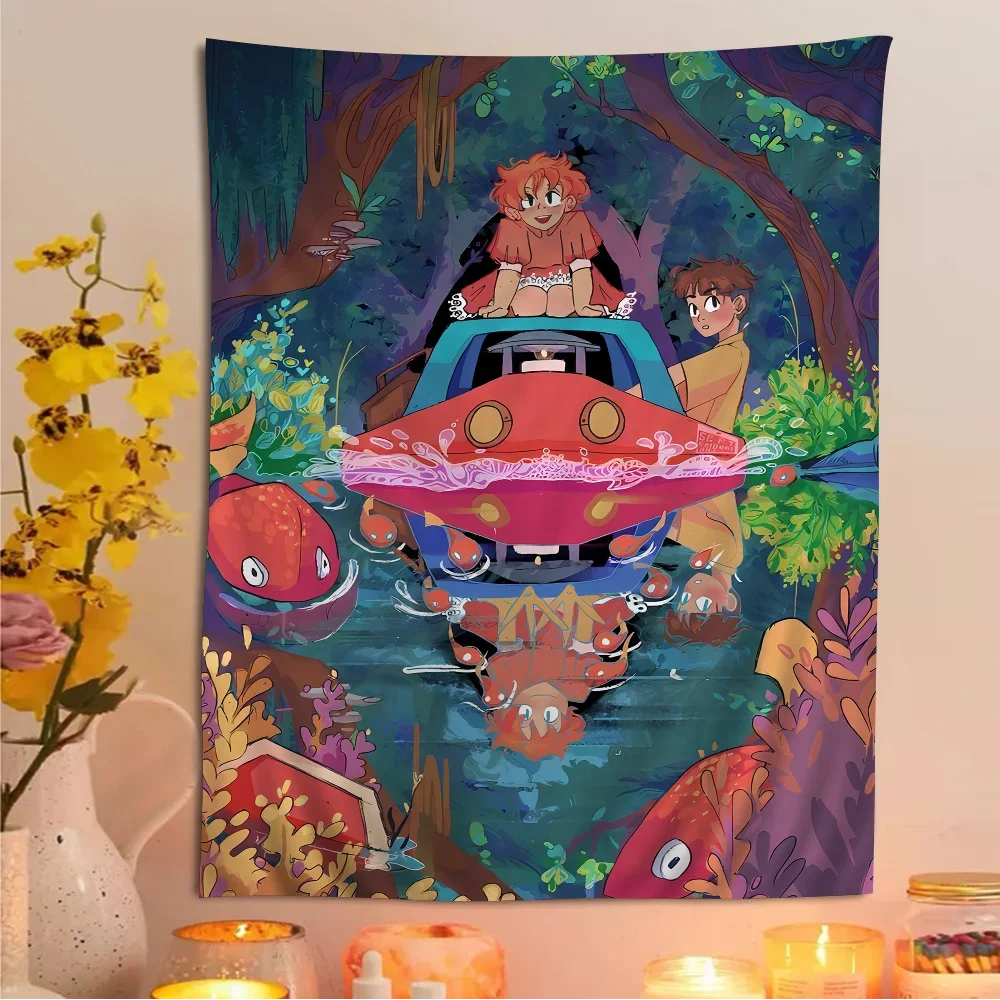 Аниме P-ponyos подвесной богемный гобелен Таро хиппи настенные коврики Dorm японский