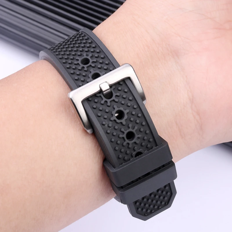 For Cartier Calibre London Tank Strap W7100056/WSCA0006W7100037/W7100041/7100015 man fluoro rubber silicone watchband 23mm 24mm