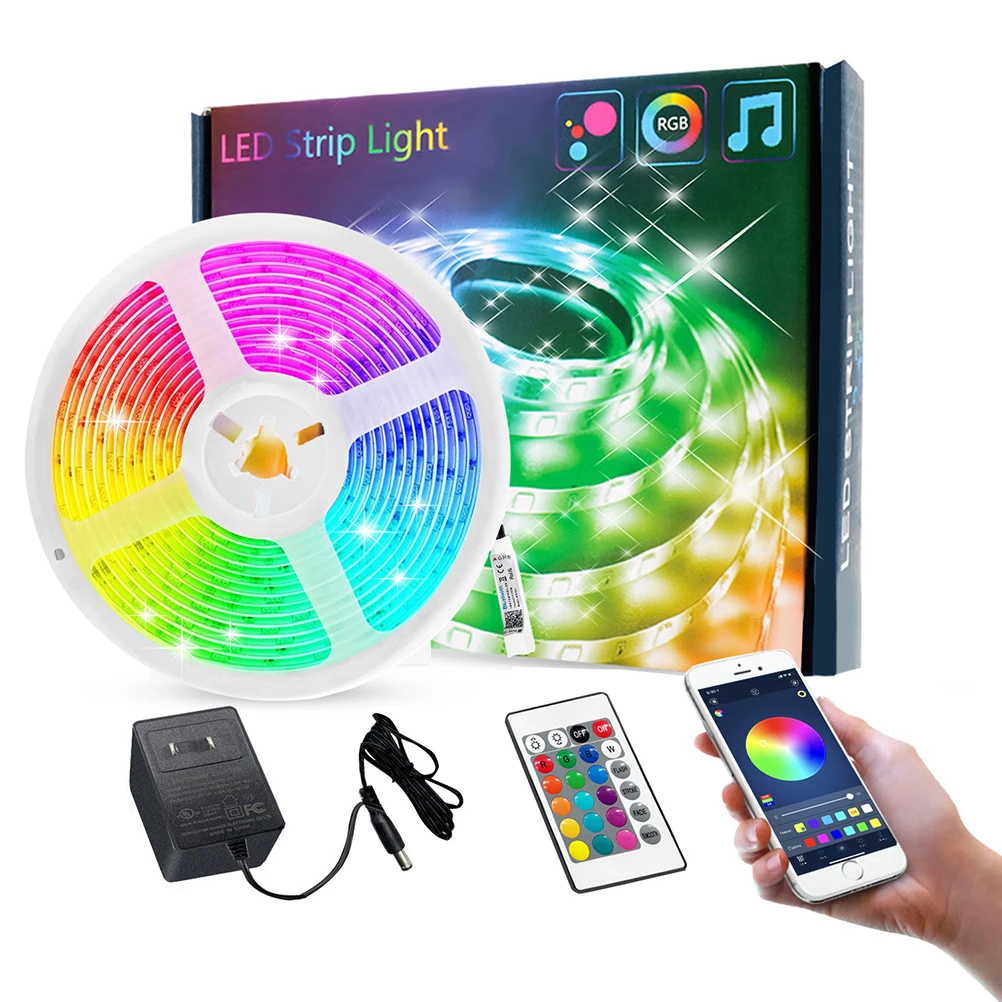 

Светодиодная лента длиной 20 м, светильник с Bluetooth, меняющая цвет, с музыкой и синхронизацией, для спальни, гостиной, коридора, лестницы