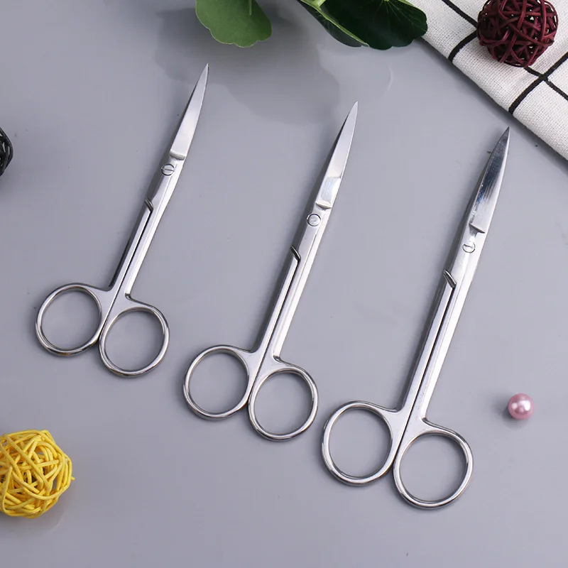 

Stainless Steel Small Nail Scissors Surgical Scissors Straight Curved Tip Eyebrow Nose Hair Shearing Tools Multi Beauty Tool