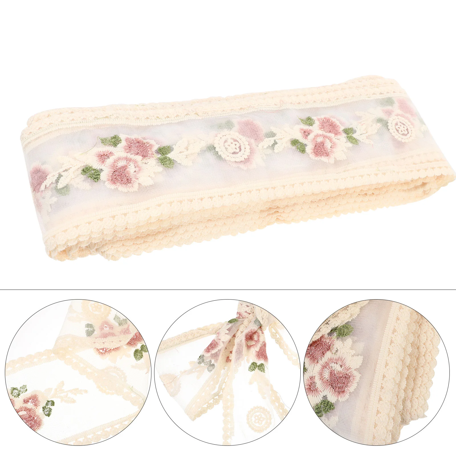 

Lace Trim Ribbon Sewing Flower Floral Craft Embroidered Fabric Edging Tulle Yarns Polyamide Roll Trimmings Applique Wedding Diy