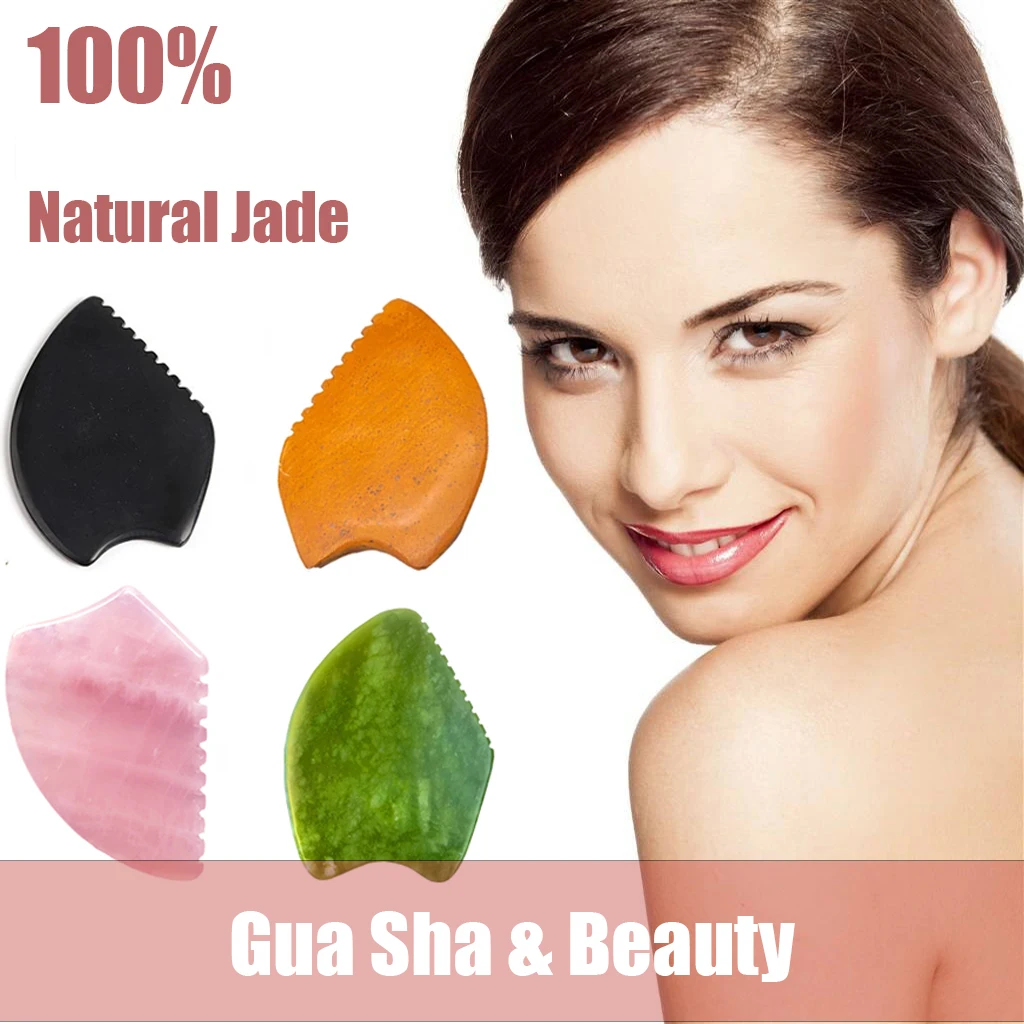 

Rose Quartz Gua Sha Stones For Face Massage Facial Oil Beauty Gouache Jade Skincare Scraping Chin Spa Tools Natural Guasha Board