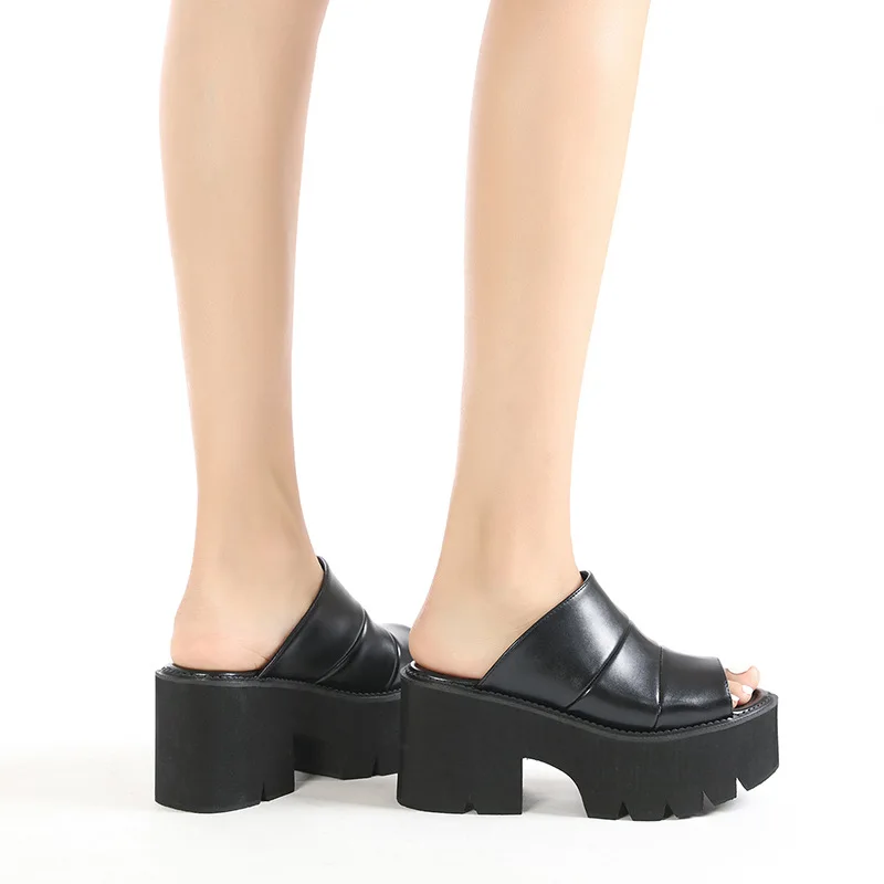 Женские сандалии на платформе 8 см повседневные босоножки без шнуровки высоком