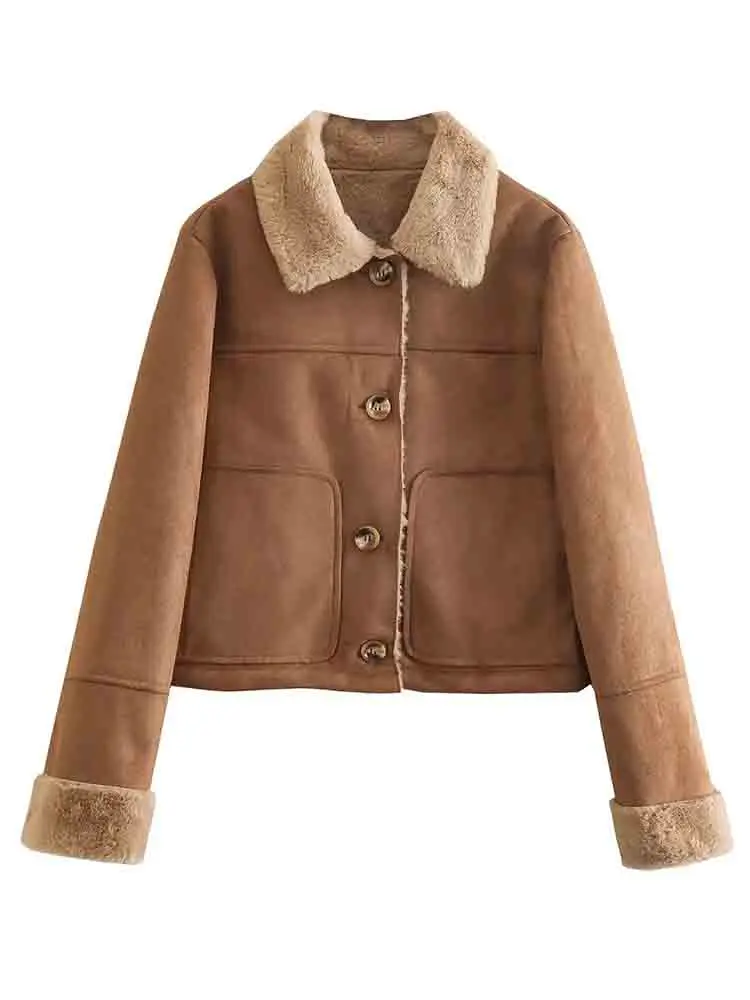 

KLKXMYT TRAF женские плотные флисовые пальто куртки 2022 зимнее теплое пальто женское шикарное холодное Пальто однобортное верхняя одежда