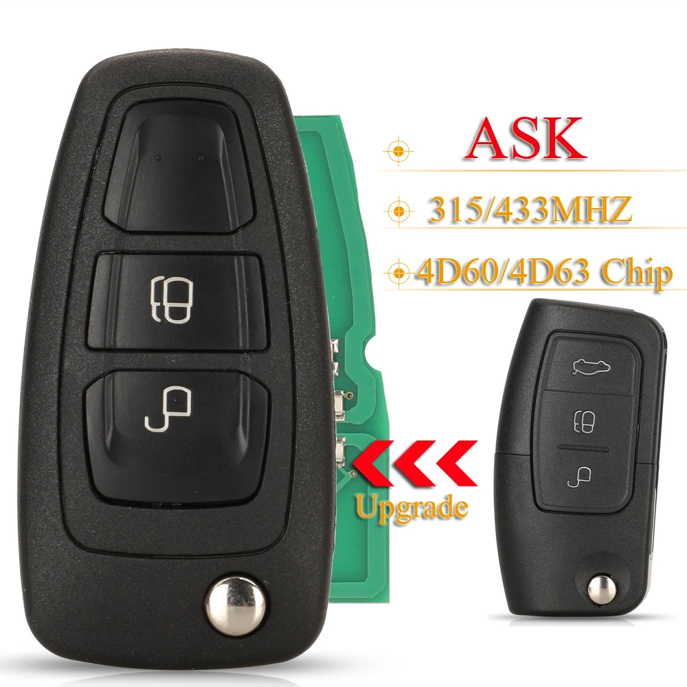 

Jingyuqin 2 кнопочный модифицированный откидной пульт дистанционного управления автомобильный ключ 315/433 МГц ASK ID60 для Ford Focus Mk1 Mondeo Transit Connect HU101 ...