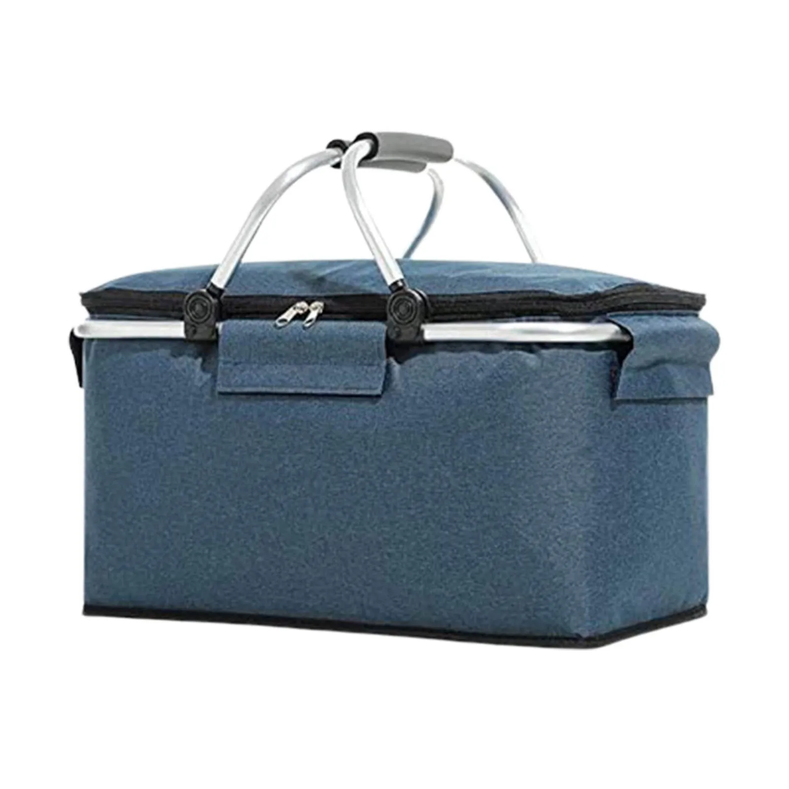 

Portable Collapsible Picnic Basket Shopping Travel Camping Grocery Bag Foldable Design Compact Storage Bag Basket With Aluminium