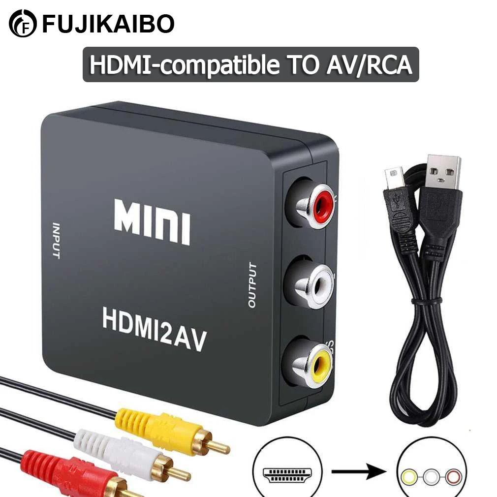 Композитный адаптер преобразователь AV2HDMI Аудио Видео Кабель HDMI в AV с USB-кабелем для HD ТВ-приставки HD 1080P RCA AV
