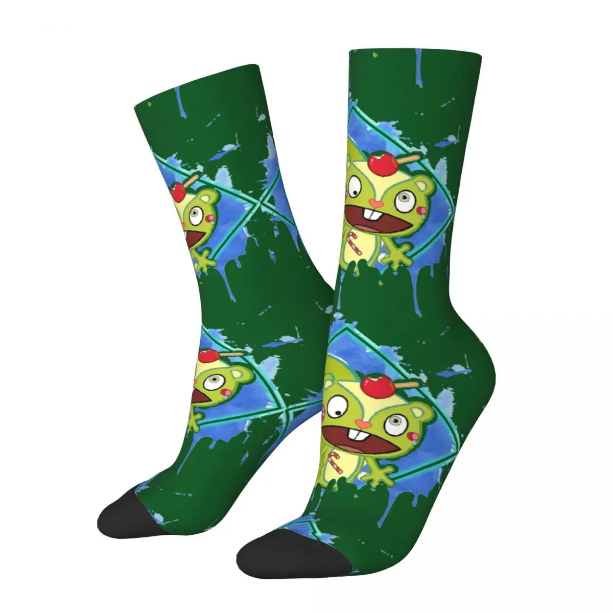 

Funny Crazy Sock for Men Nutty Fitting For Fans Hip Hop Harajuku Happy Tree Friends Cuddles Giggles Anime Happy Seamless Pattern