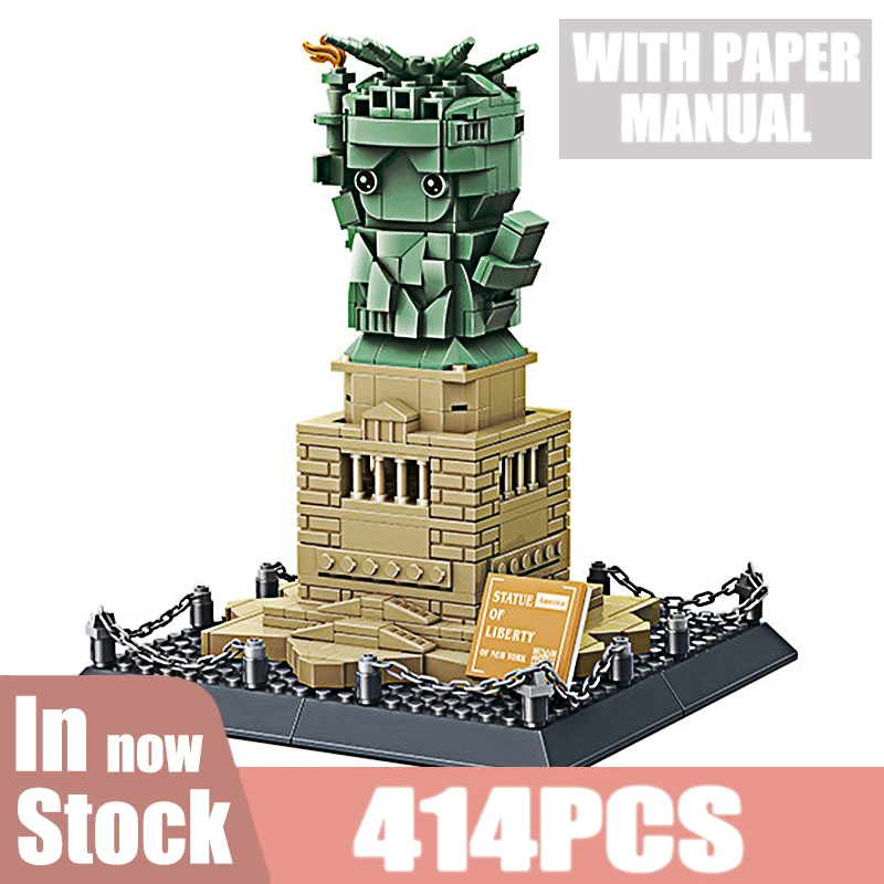 

Q Version Statue of Liberty Model Building Blocks World Architecture Series Abstract Ornaments Tabletop Decor DIY Toy Gifts Kids