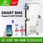 Умная плата BMS JIABAIDA, 12S, 13S, 14S, 15S, для аккумуляторов 3,7 в li-ion, 3,2 В Lifepo4, 20A, 30A, 40A, 50A, 60A с балансировкой Bluetooth