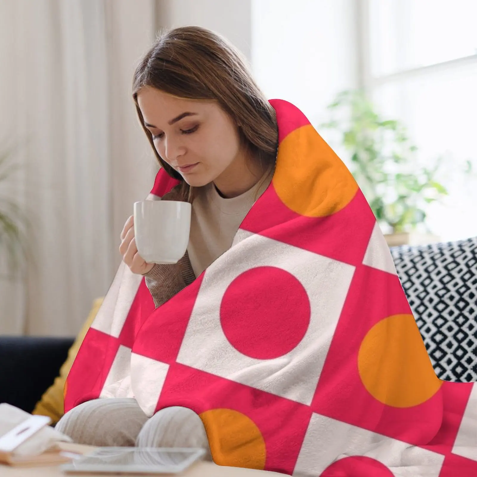 Ярко-розовое и оранжевое клетчатое одеяло одеяла для диванов милые мягкие