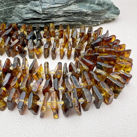 Квадратные бусины из янтаря MARUCOL