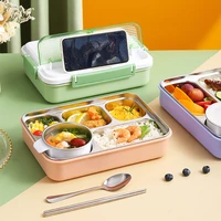 4 grid lunch box with soup bowl large capacity stainless steel lunch container portable bento lunch box insulated lunch box