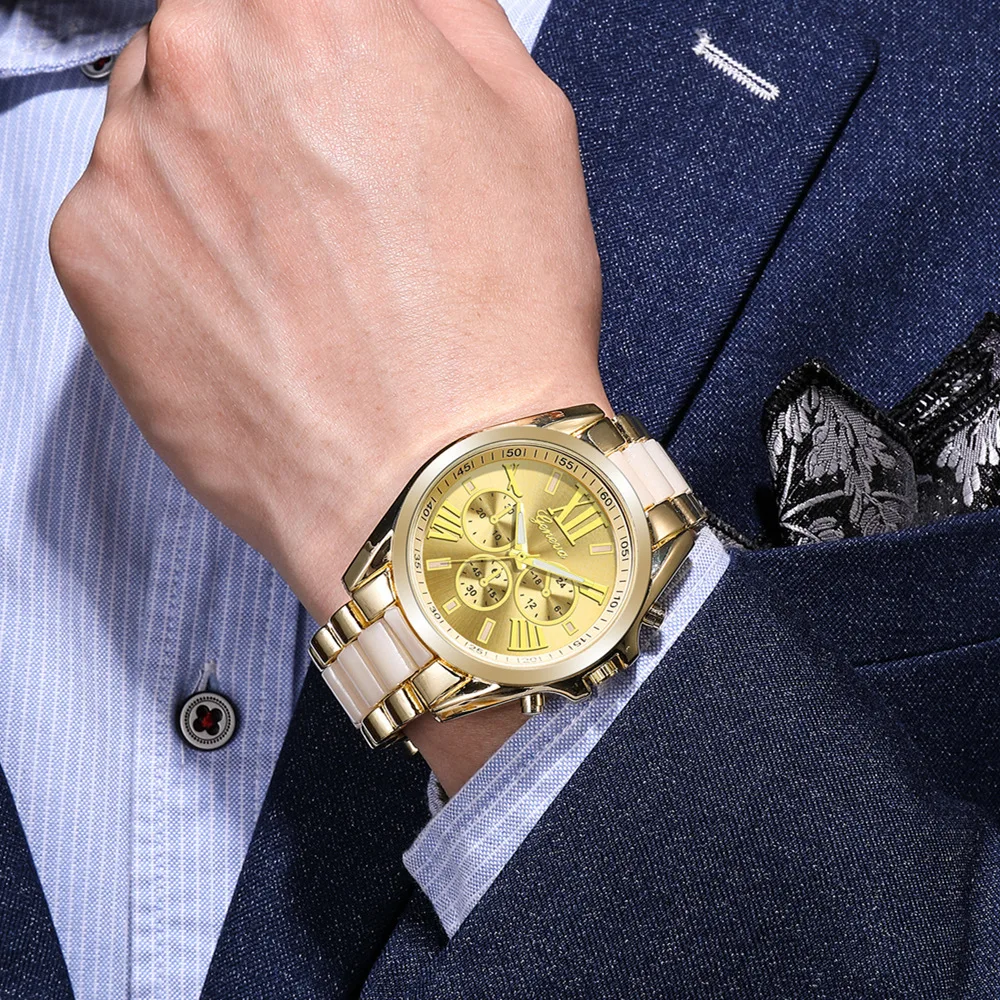 Новинка 2022 Роскошные мужские часы для джентльмена Женева кварцевые с римскими