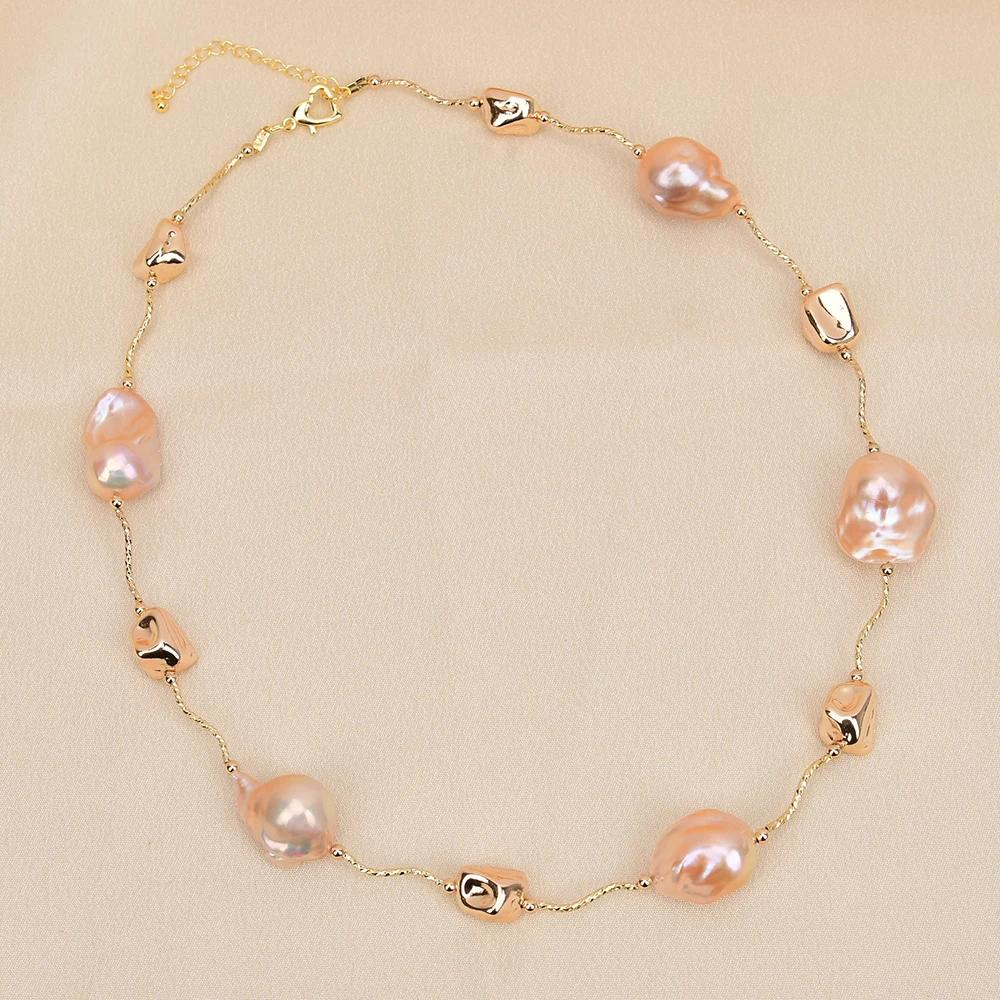 Женское Ожерелье из натурального жемчуга с покрытием золота