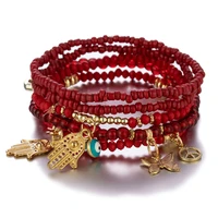 simple bead multilayer stretch bracelets butterfly turkey evil eye pendant bracelet for women man design aesthetic boho jewelry
