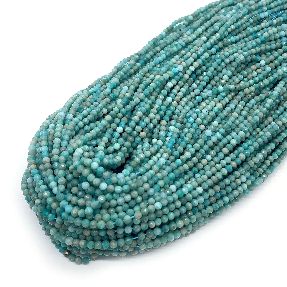 

Амазонитовые граненые бусины из натурального камня, круглые шарики 2/3/4 мм, бусины высокого качества для изготовления ювелирных изделий «сд...