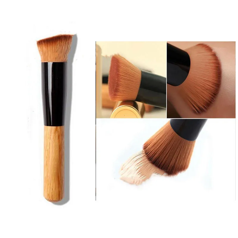 

Makeup Brushes Flat Top Foundation Brush Large Face Brush Wooden Handle Repair Brush Soft Contour Brush for Liquid Cream Powder