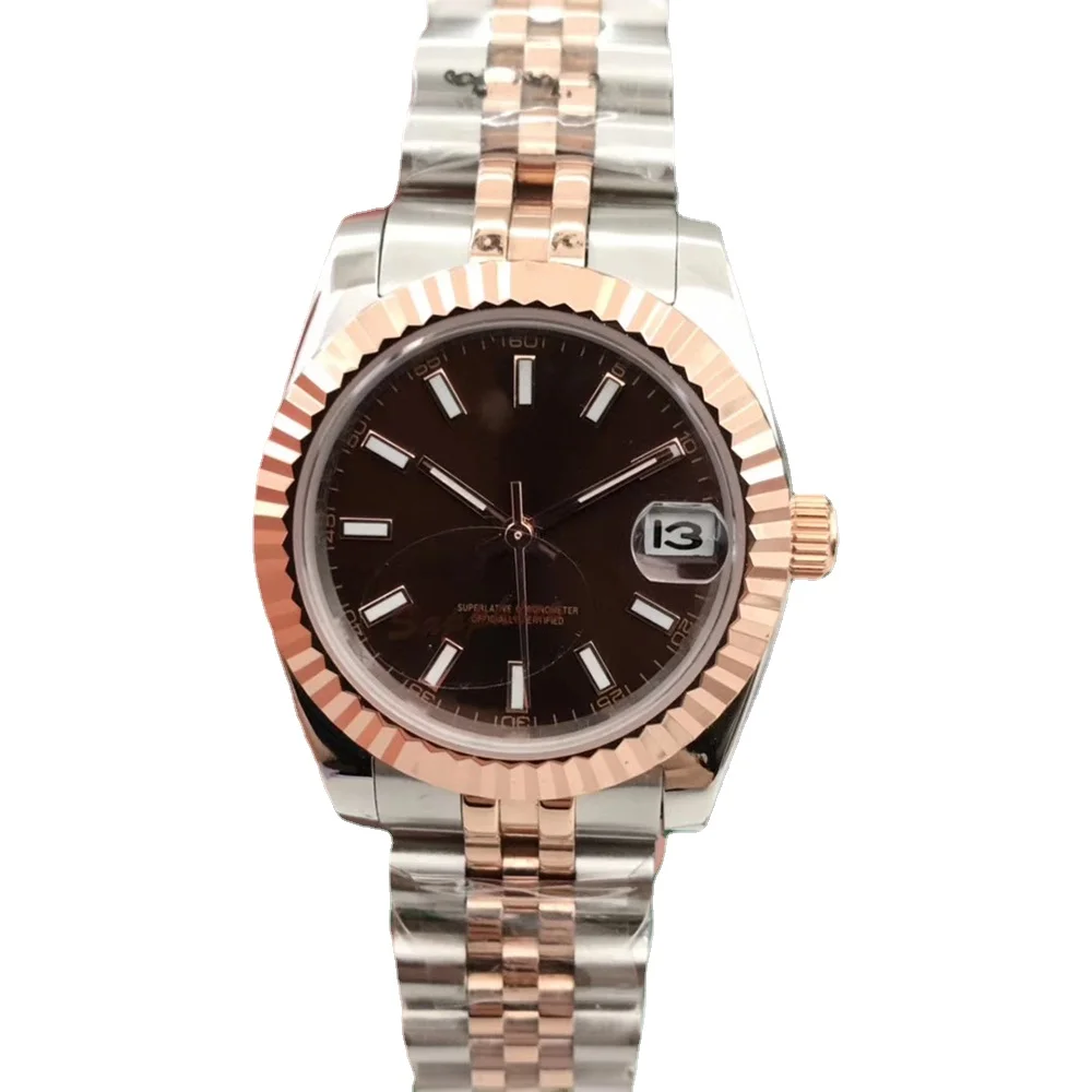 

Women Ladies mechanical watch automatic Diamonds Black White Rose Gold