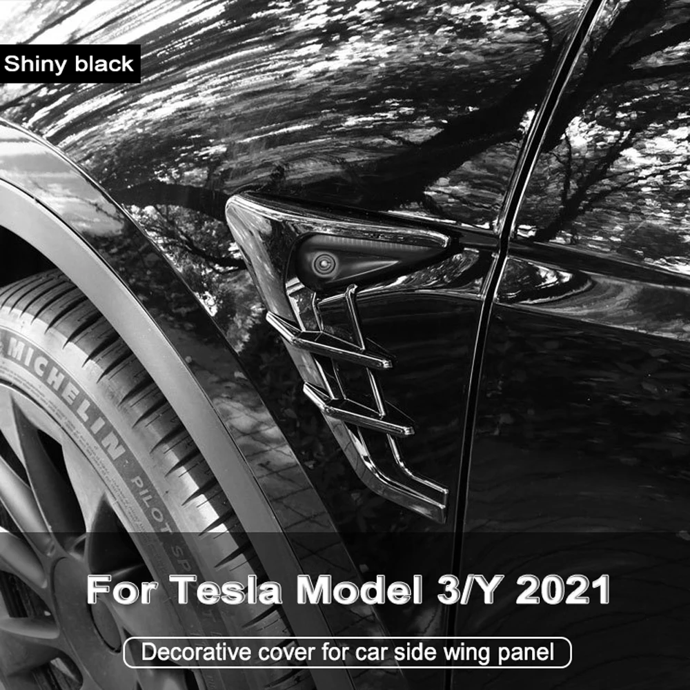

For Tesla Model 3 Model Y 2021 Car Side Wing Panel Cover Spoiler Dust Cover Camera Flanks Decoration Modification Accessories