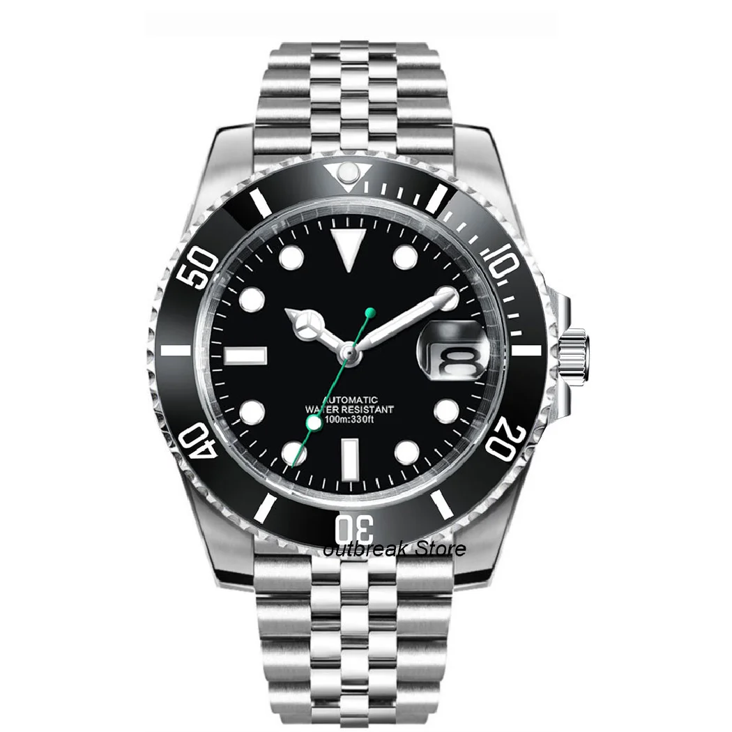 

Мужские автоматические часы MIYOTA 40 мм с черным циферблатом, 40 мм