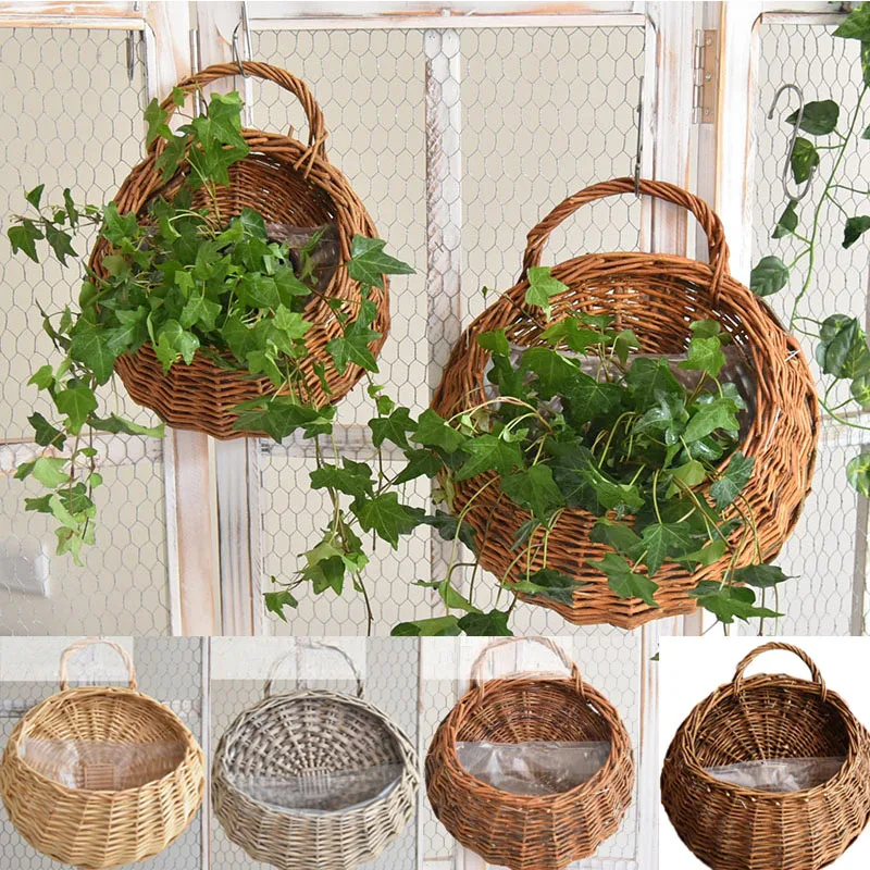 

Creative Garden Vine Pot Basket Handmake Flower Planter Wall Hanging Plant Fibre Holder Durable Weave Basket Home Decor Supplies