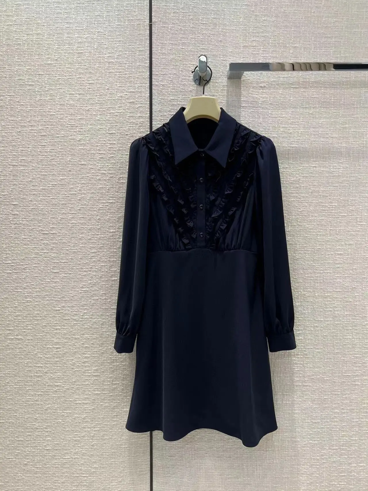 

HIGH QUALITY Newest 2022 Holiday Fashion Runway Sexy Lace Women's Dress Long Sleeves Mini Empire Solid Ladies Vintage Dress