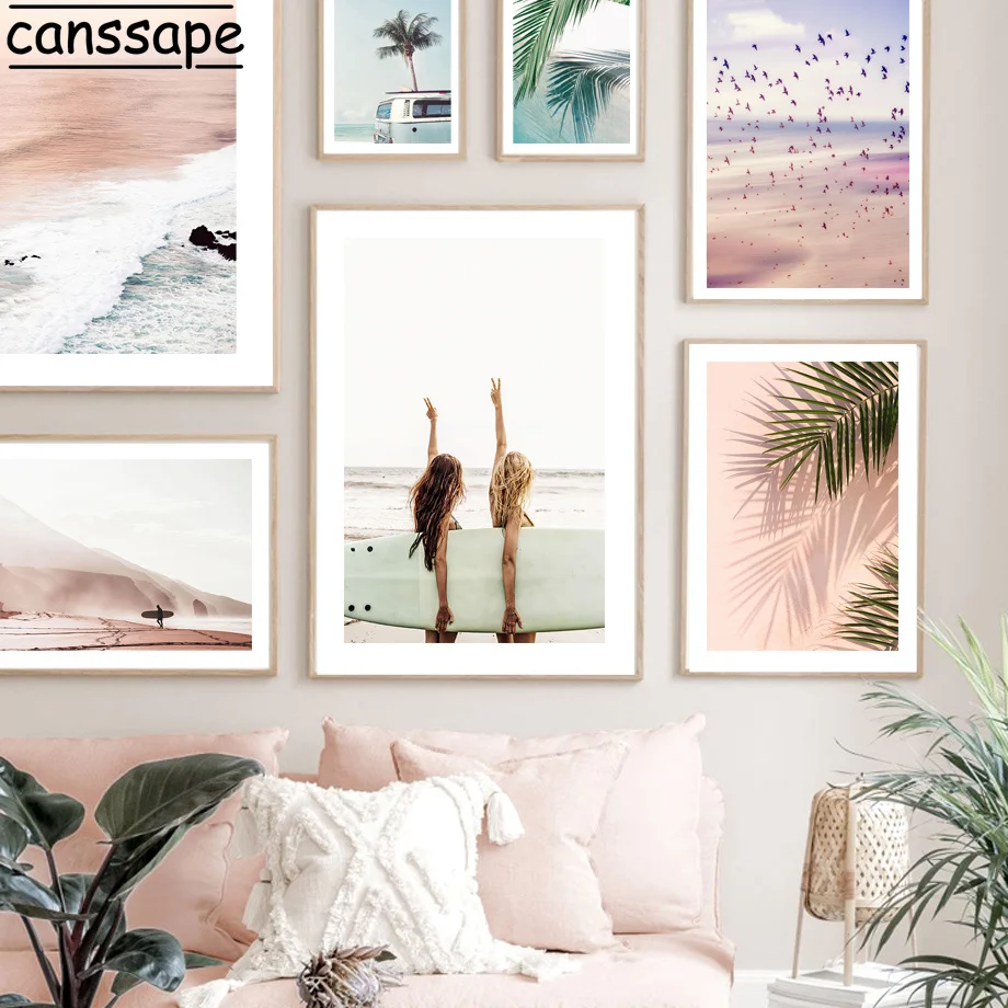 

Крутая летняя настенная живопись, пляжный холст, плакат, ананас, художественные принты, пальма, искусство, нордические настенные картины, де...