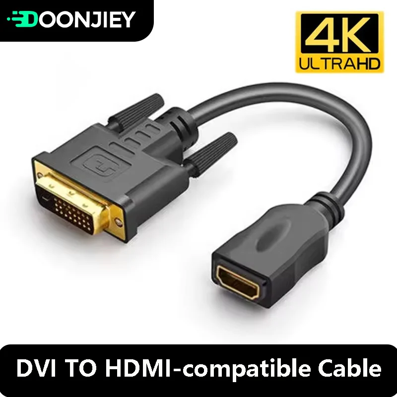 Фото Кабель-адаптер 4K HDMI-совместимый с женским и мужским разъемами DVI, двунаправленный Женский 24 + 1 кабель-адаптер HDTV для ЖК-монитора HDTV DVD №1