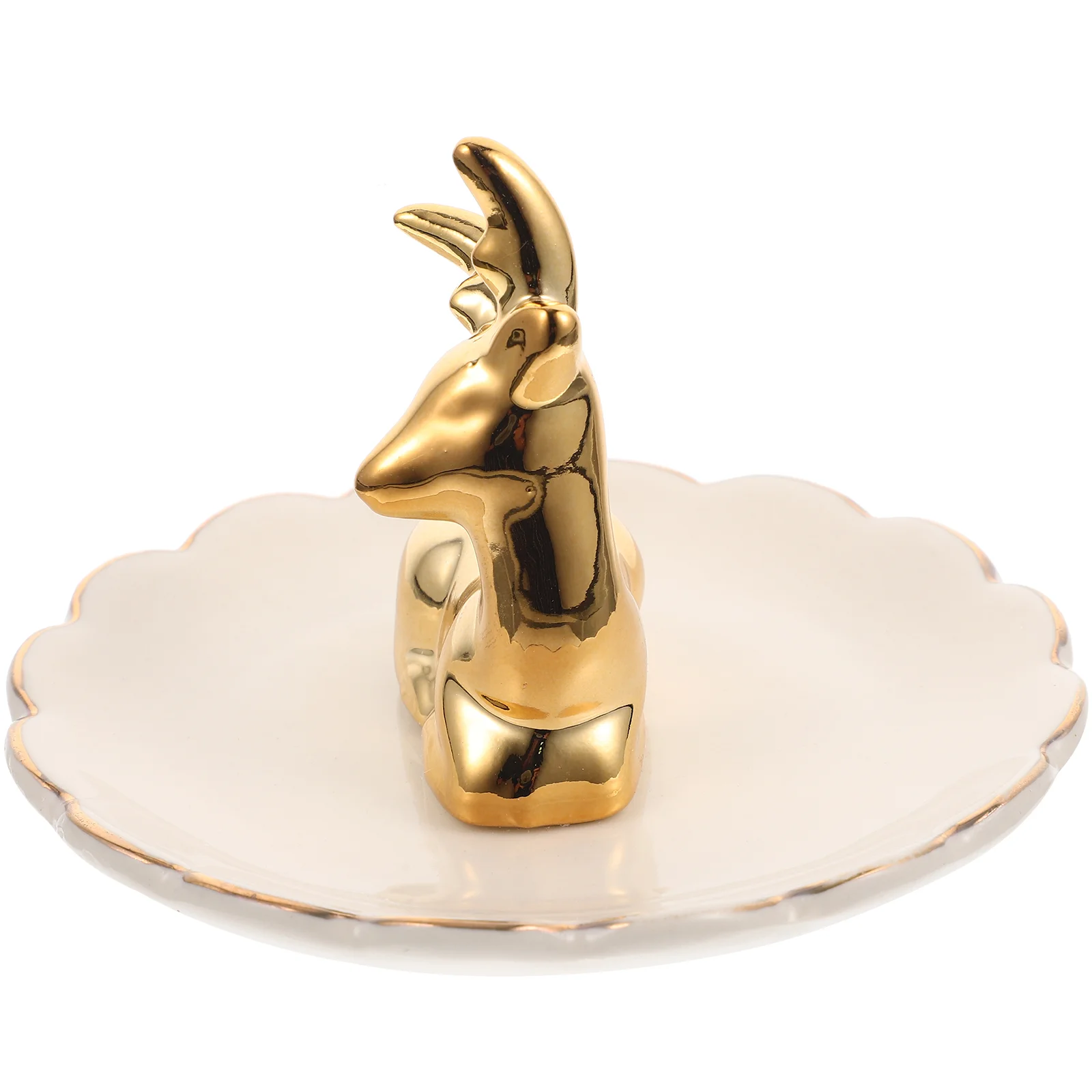 

Plate Ceramic Holder Storage Tray Ring Lipstick Key Dish Trays Elk Decor Earring Decorative